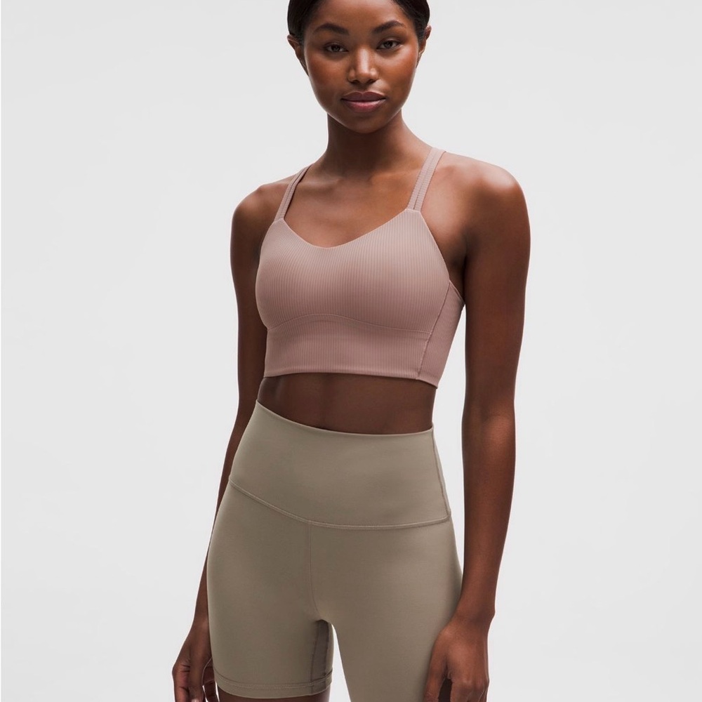 lululemon ashen rose like a cloud longline Bra B/C cup Ribbed NWT size 4